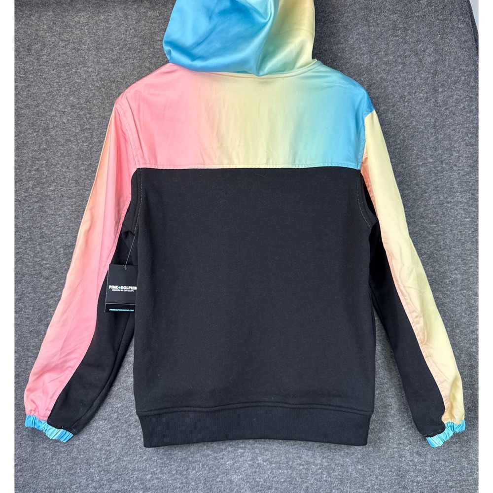 Pink Dolphin Mens S Rainbow Q Zip Hoodie Pastel Ombre Colorblock Y2k Skater NWT - Picture 12 of 13